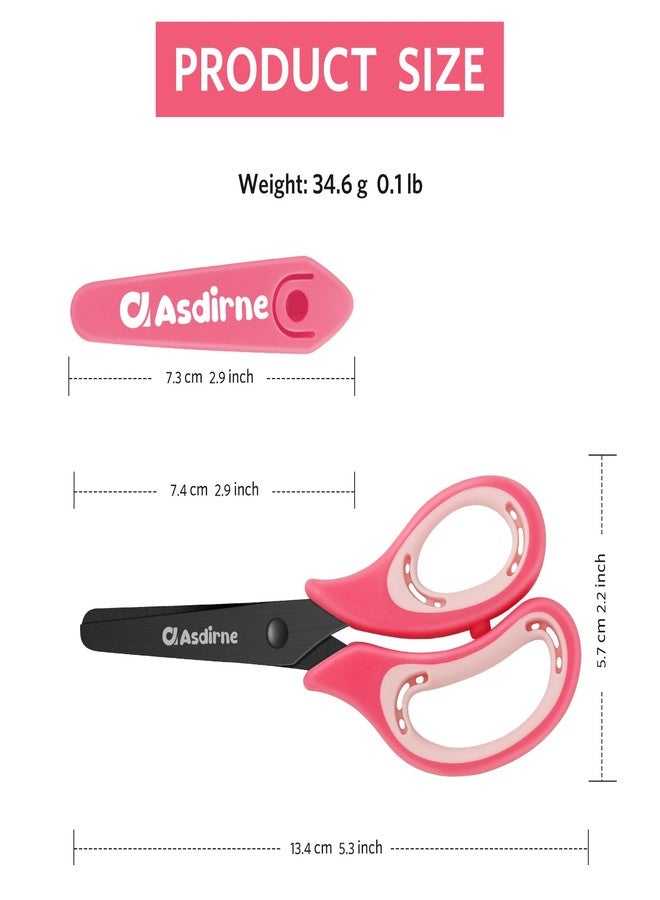 Asdirne Black Coated Kids Scissors for Child, Safety with Blunt Tip Stainless Steel Blades and Soft Grip, Great for Home and School, Assorted Color, 13.5cm, 5 Pack - Image 4